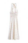 Floral Satin Halter Gown