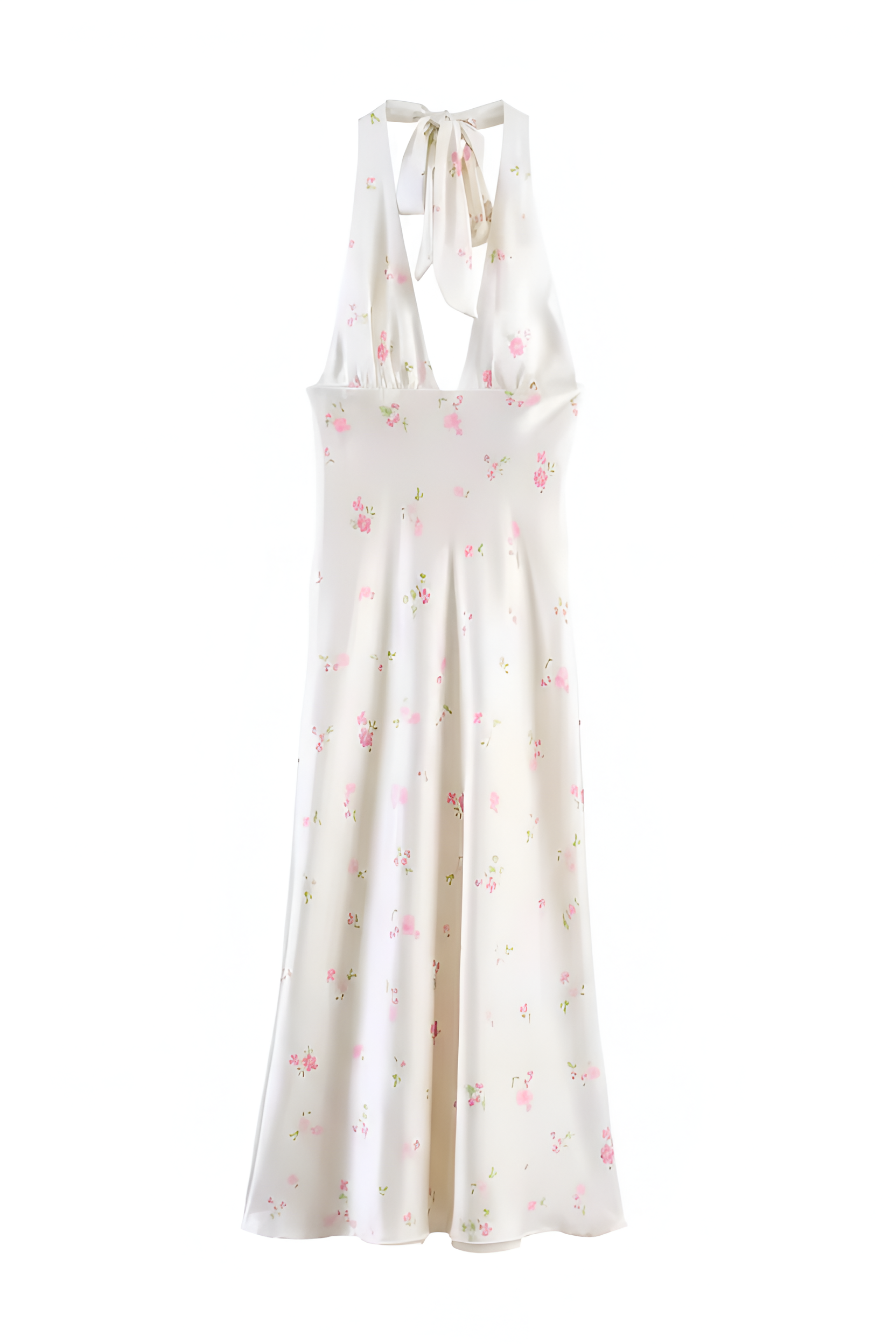 Floral Satin Halter Gown