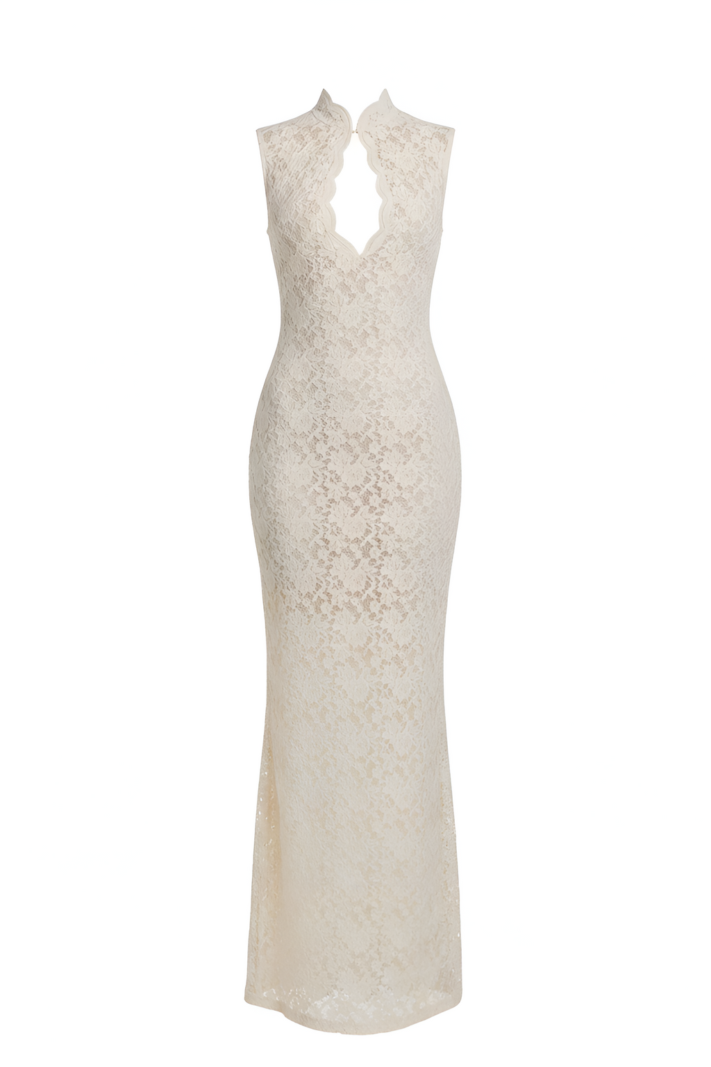 White Lace Column Dress