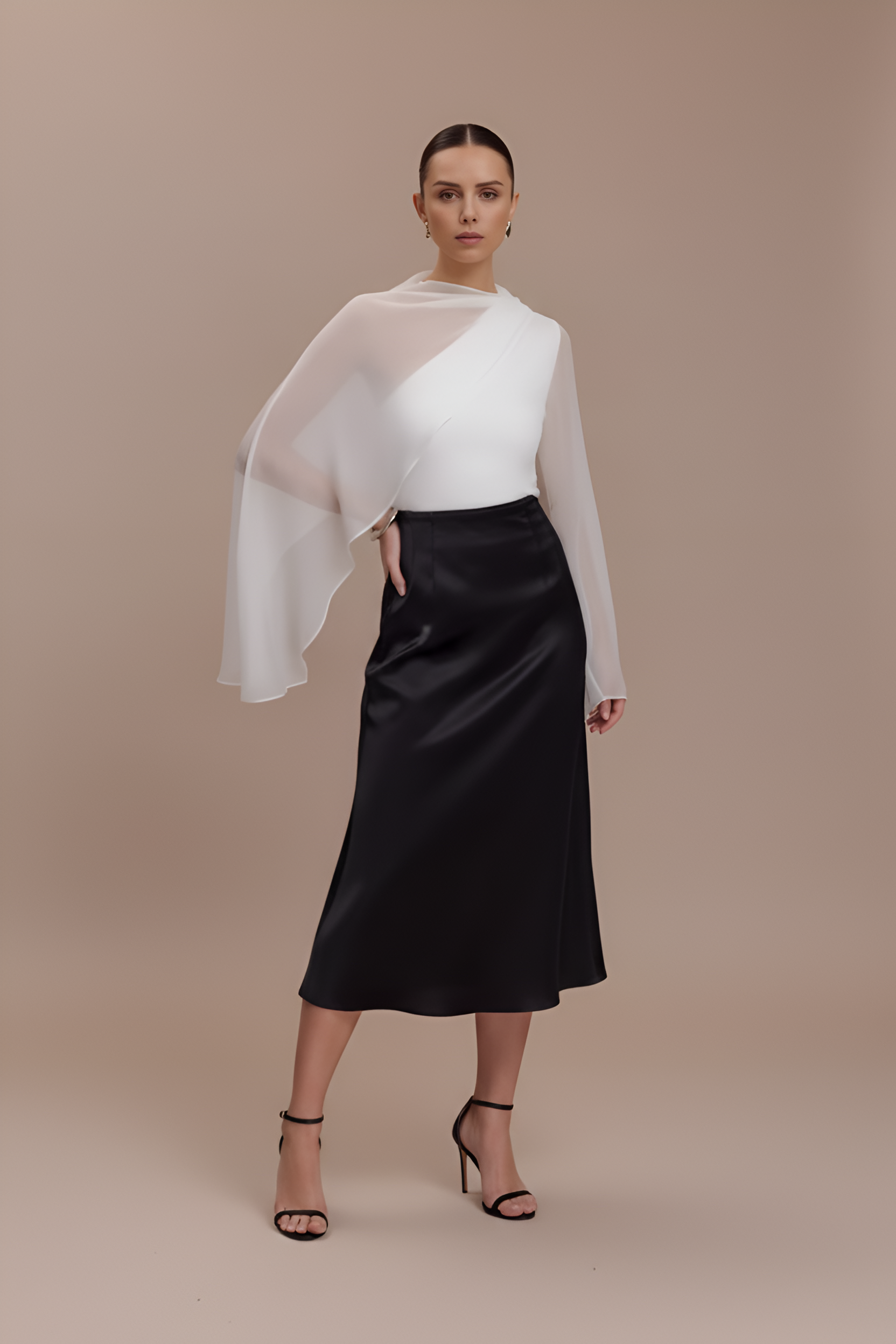 Fluid One‑Shoulder Cape Top