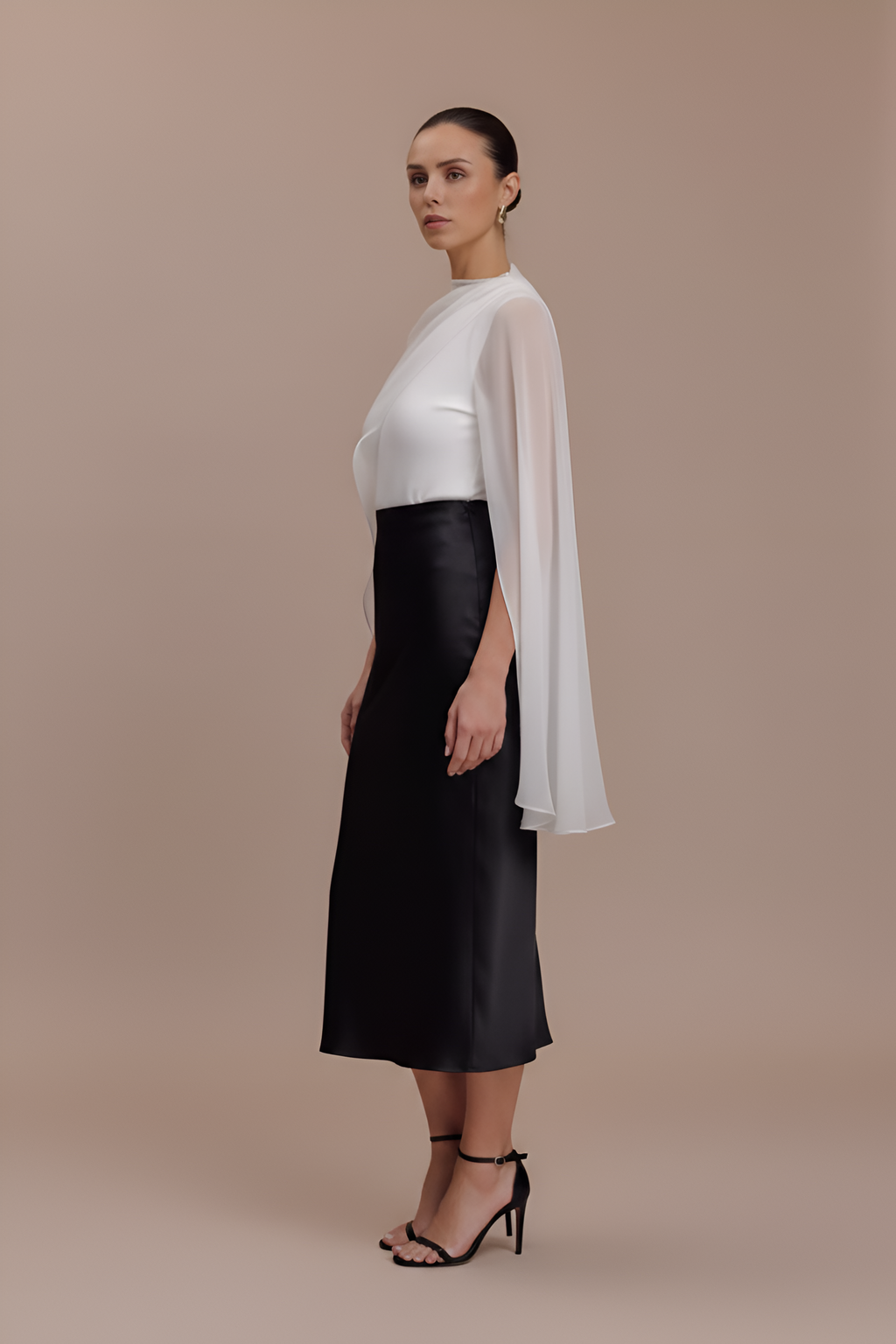Fluid One‑Shoulder Cape Top