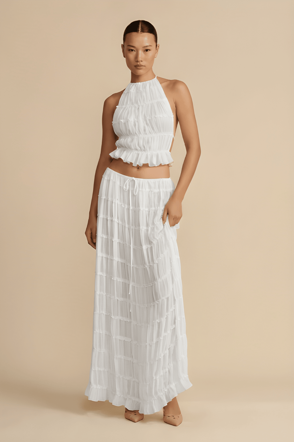 Soft‑Draped Halter Skirt Set