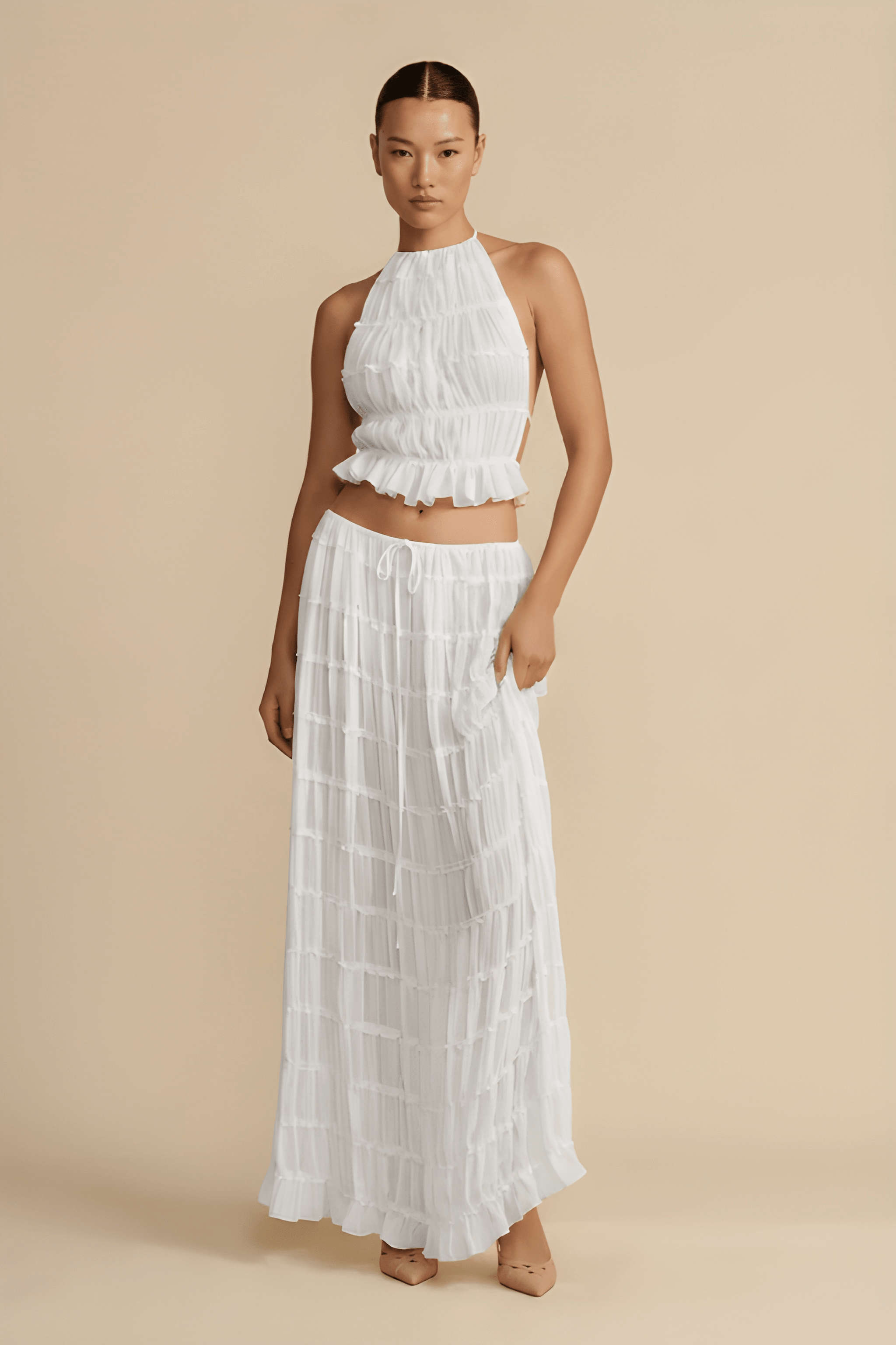 Soft‑Draped Halter Skirt Set