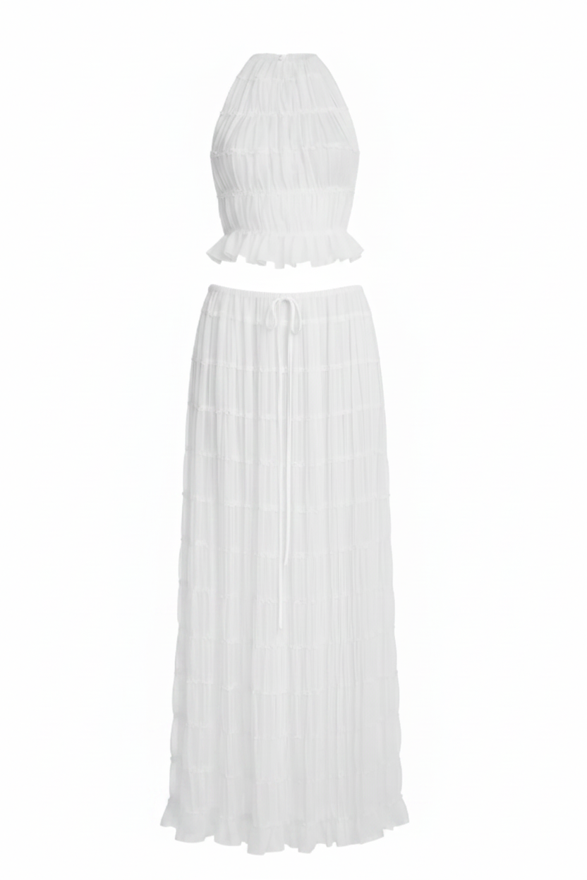Soft‑Draped Halter Skirt Set
