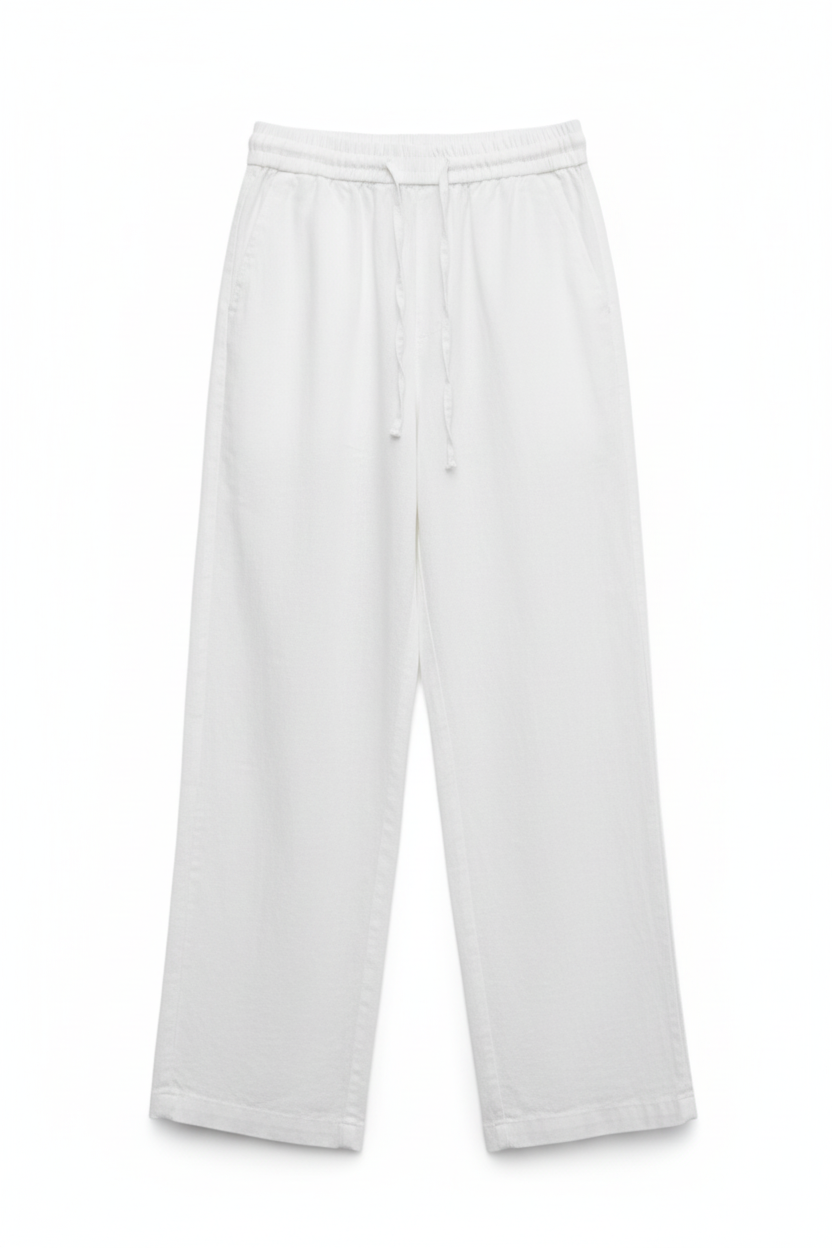 White Linen Trousers Flat-lay