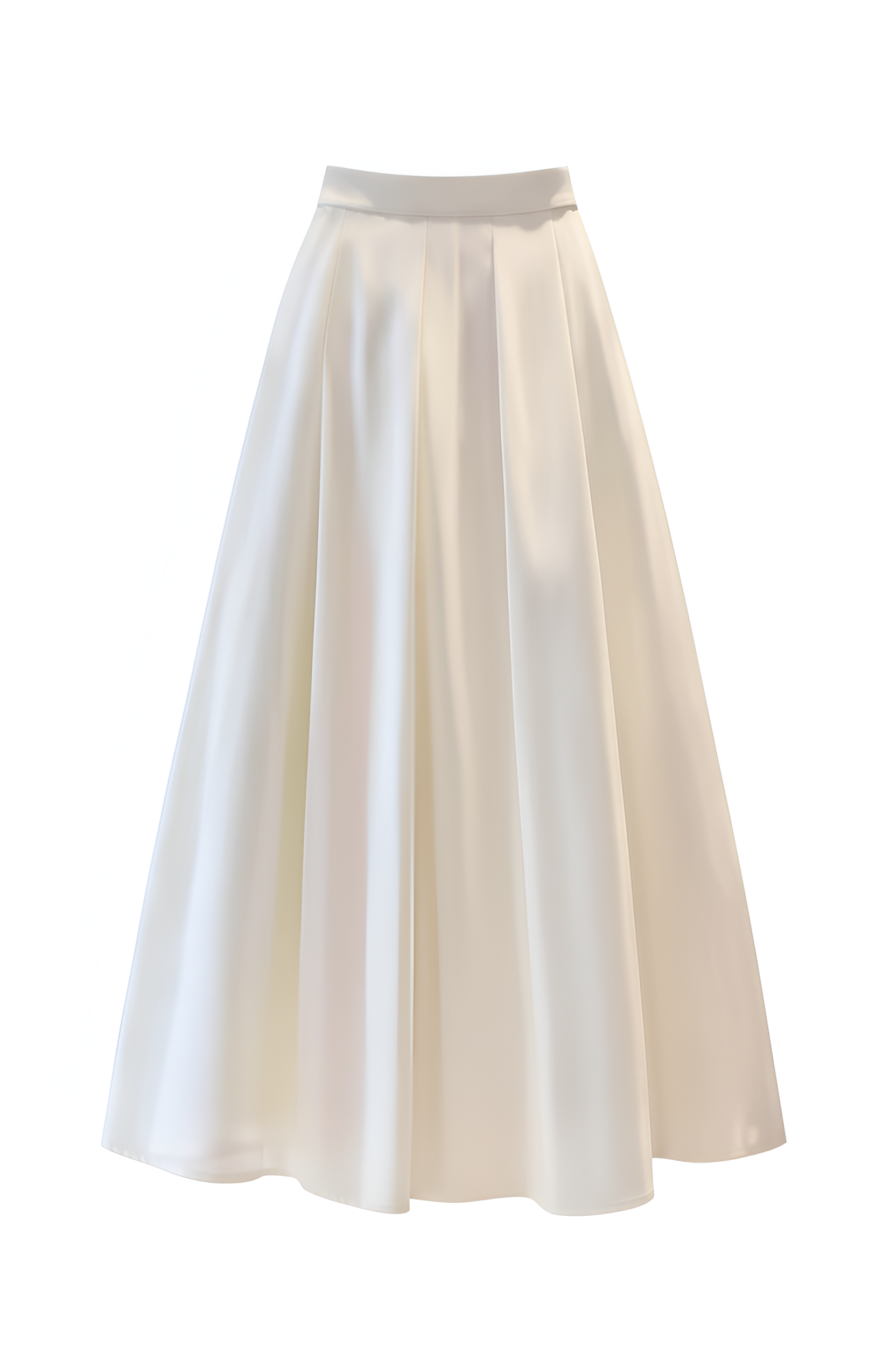 White Pleated Long Skirt