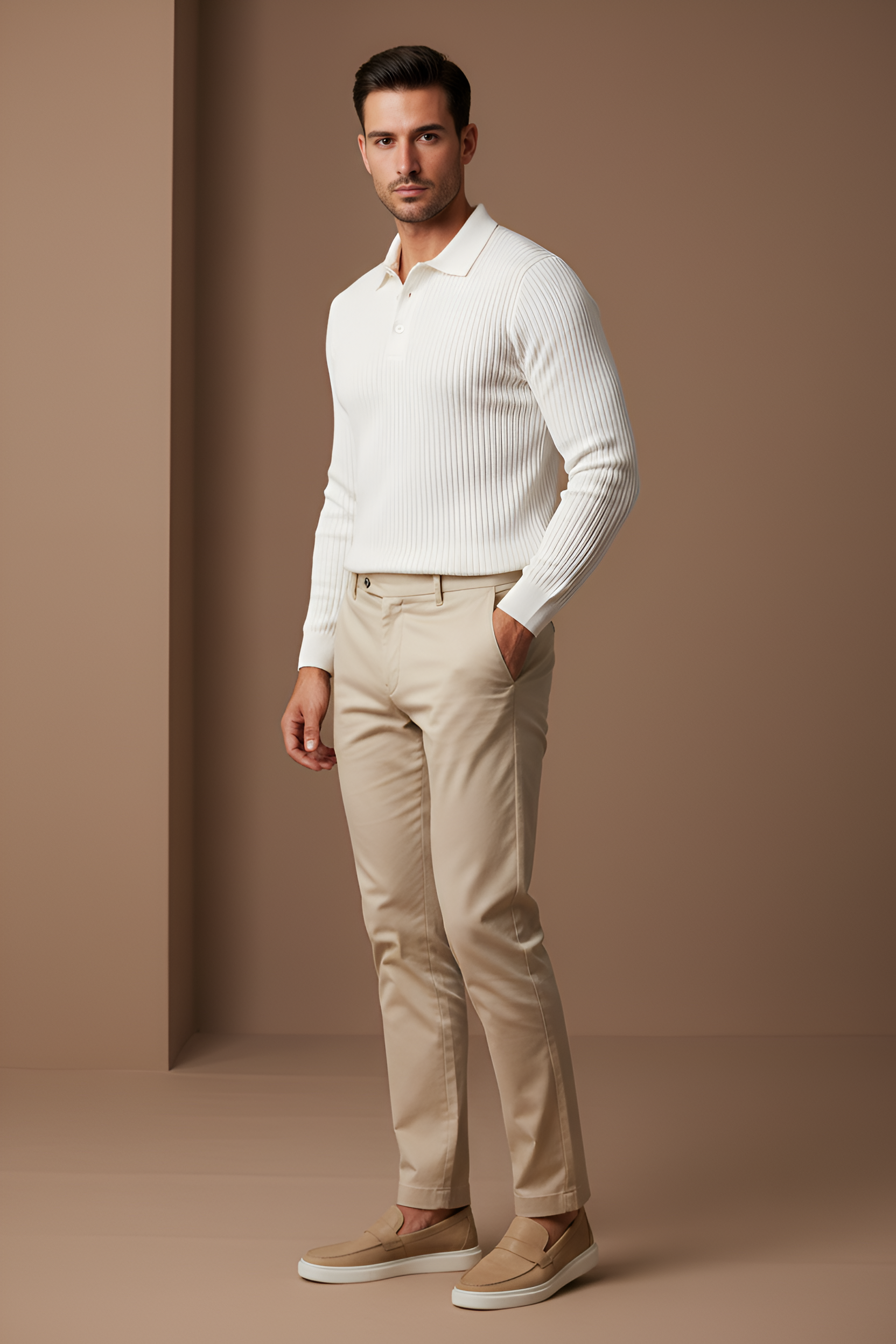 Retro Long Sleeve Buttoned Polo