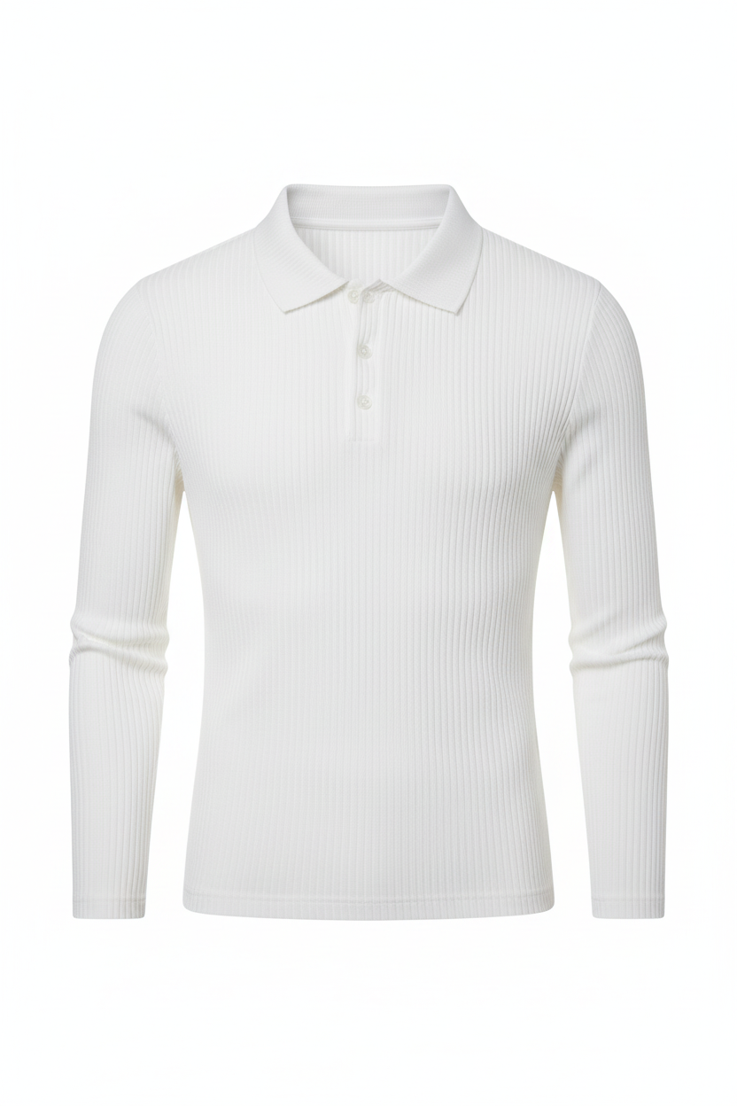 Retro Long Sleeve Buttoned Polo