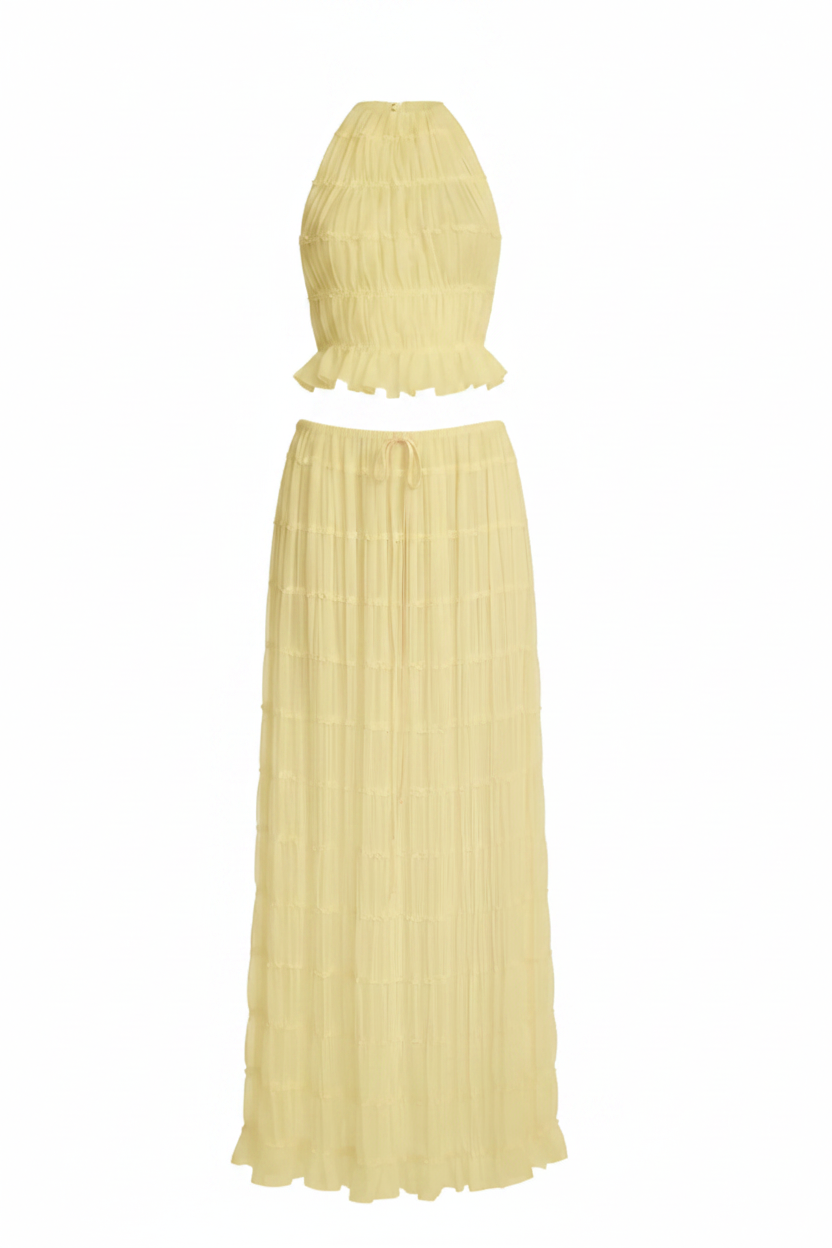 Soft‑Draped Halter Skirt Set